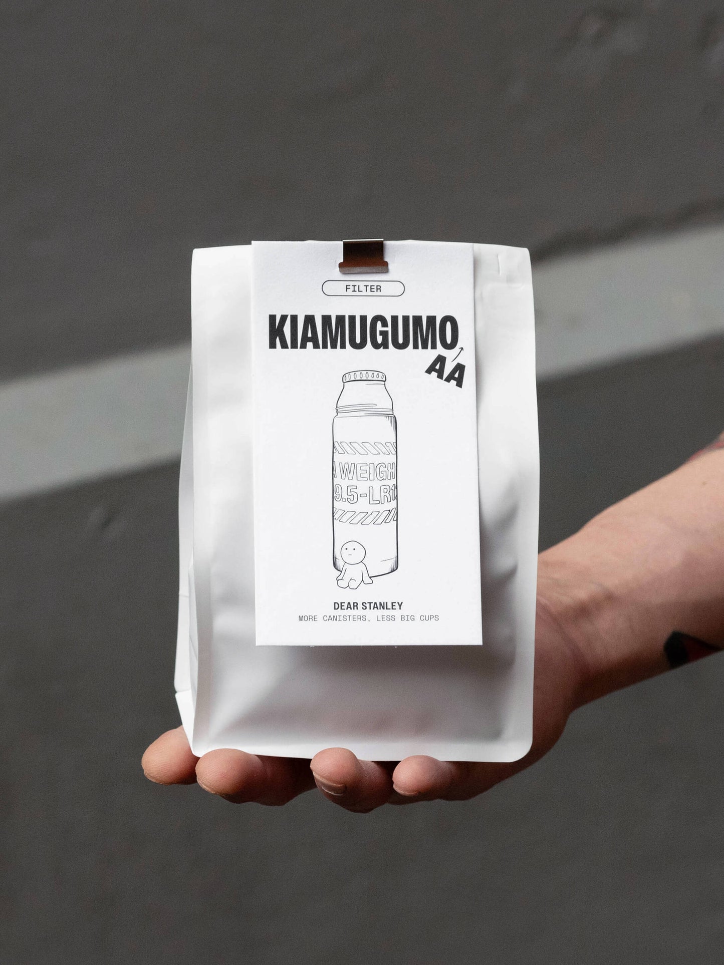 Little Rogue Kiamugumo AA Filter coffee beans 250g in a white resealable bag