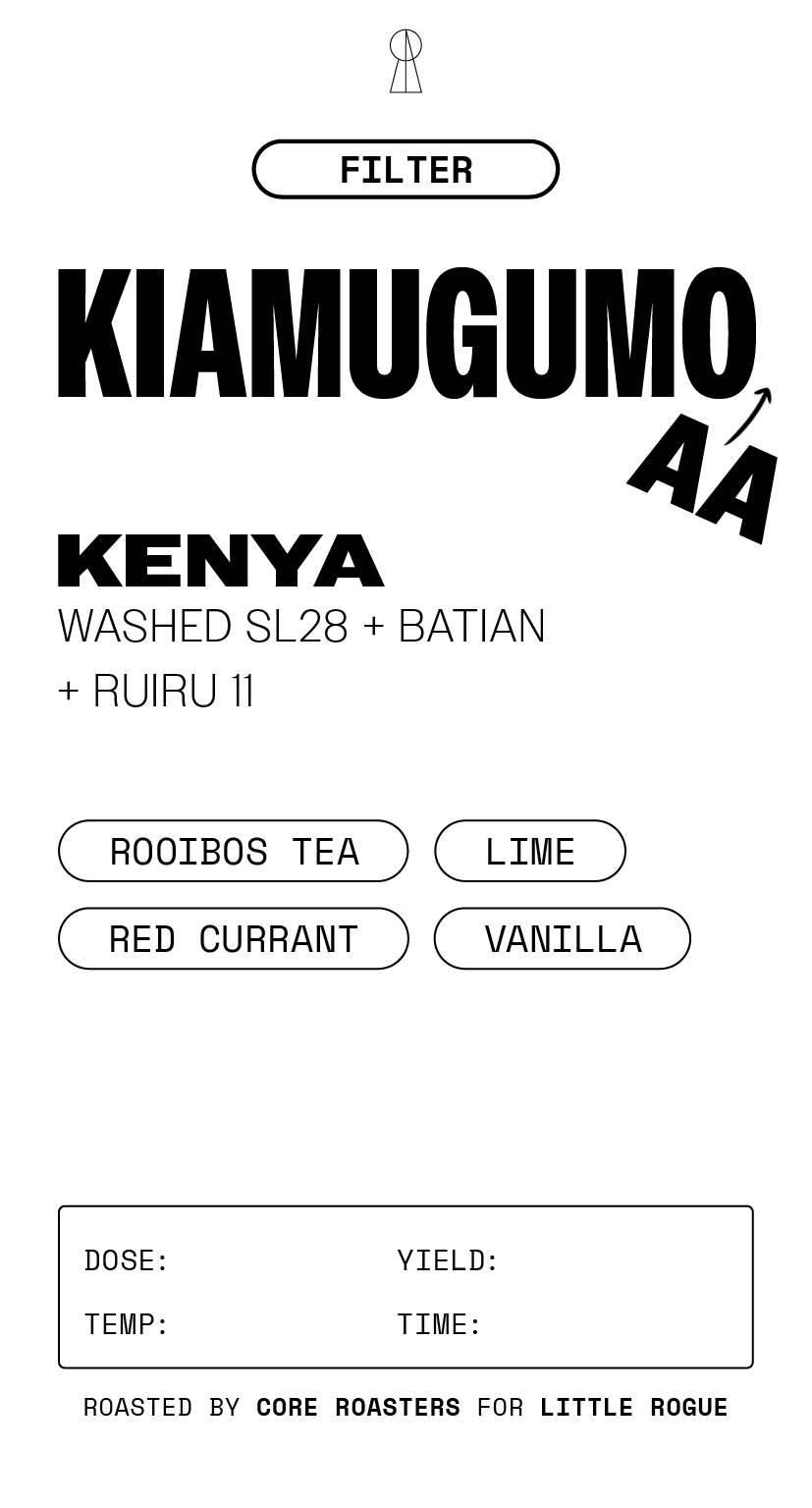 Kiamugumo AA Kenyan washed process filter coffee with tasting notes